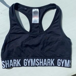 Worn once, black gym shark sports bra